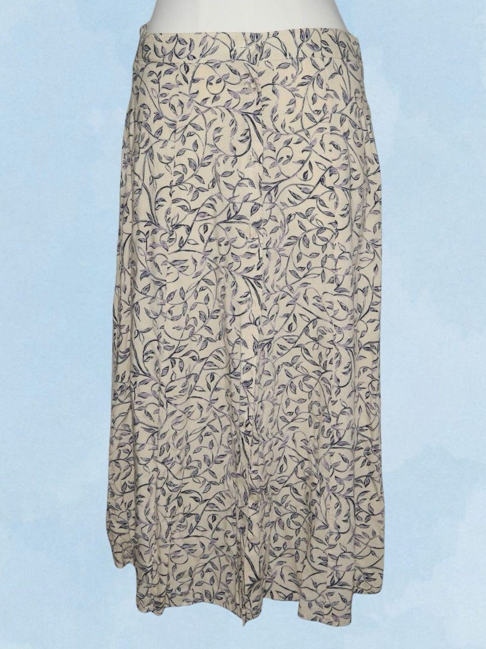 Women's Cream vine pattern midi skirt